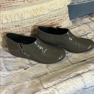 Cole Haan Gray Patented Leather Ankle Boots